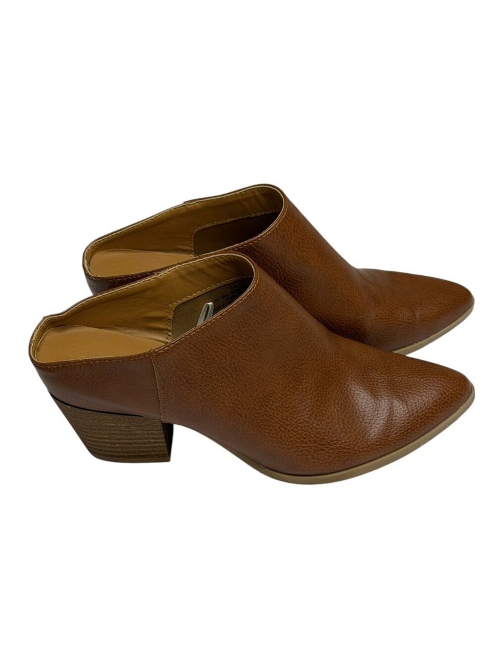 Universal Thread Amber Mules Shoes Pebbled Faux Leather Block Heel Brown 8.5 - Picture 2 of 9